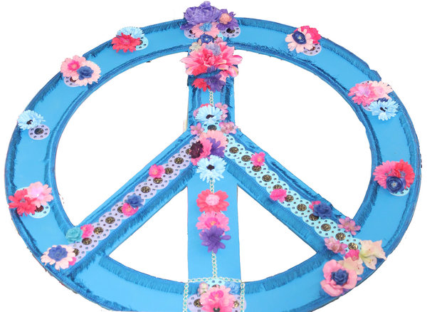 Decoratie Peace Teken decorstuk blauw - huren