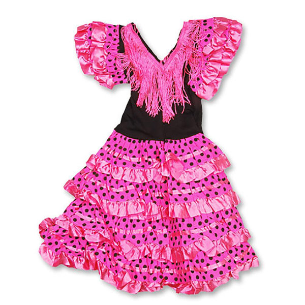 Spaanse jurk roze zwart kind - huren