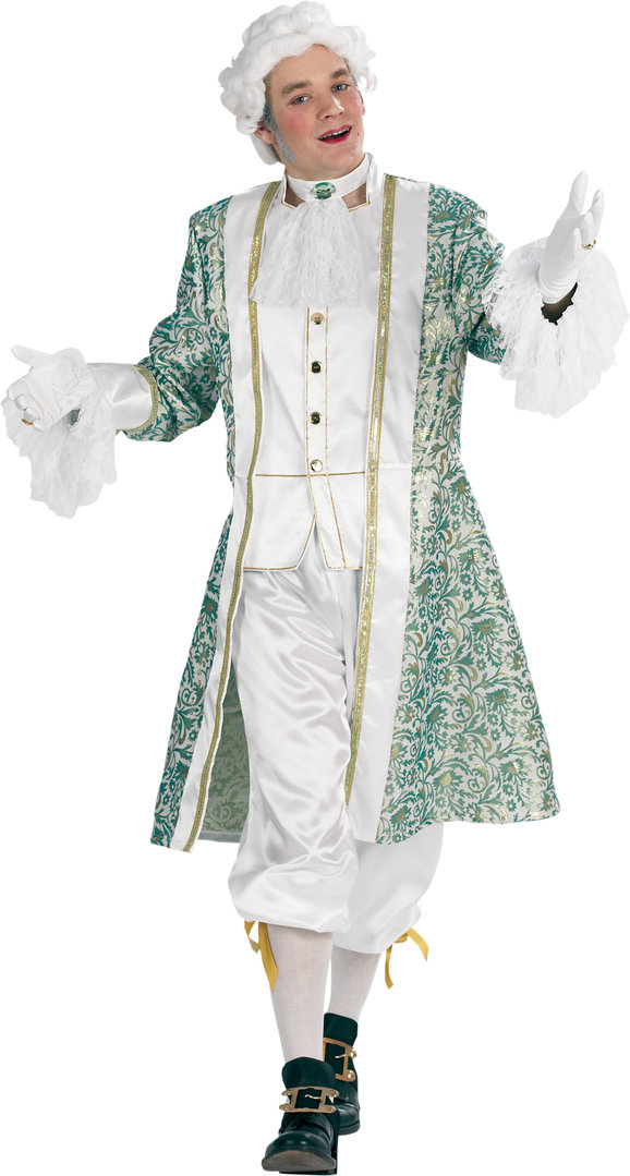 Barok kostuums 3 delig wit groen goud - special - huren
