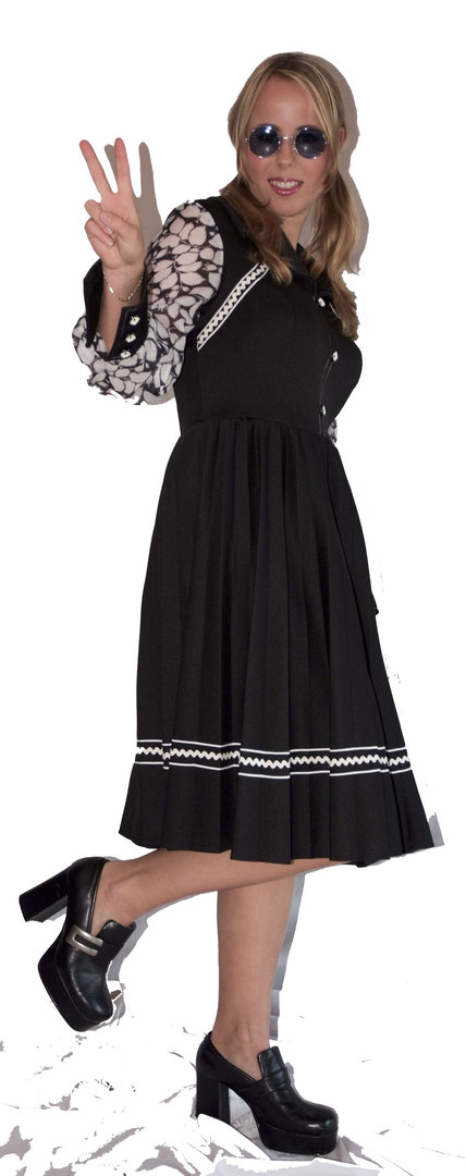Flower Power jurk zwart origineel - special - huren