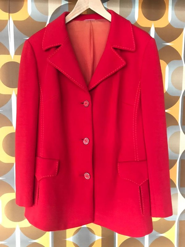 Vintage rood getailleerd dames jasje